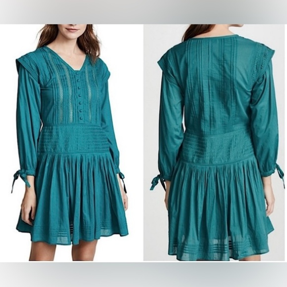 Sea New York Hemingway Micro Pleated Day Dress in Emerald Womens 2